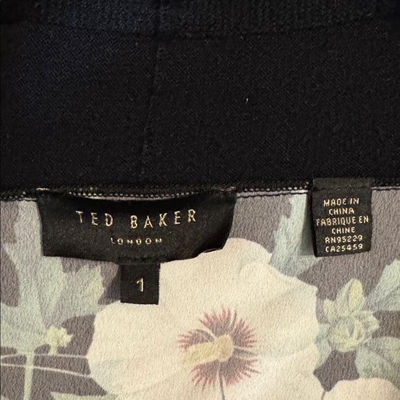 Ted Baker Secret Trellis Floral Back Open Front Black Cardigan Size 1 - Picture 12 of 15